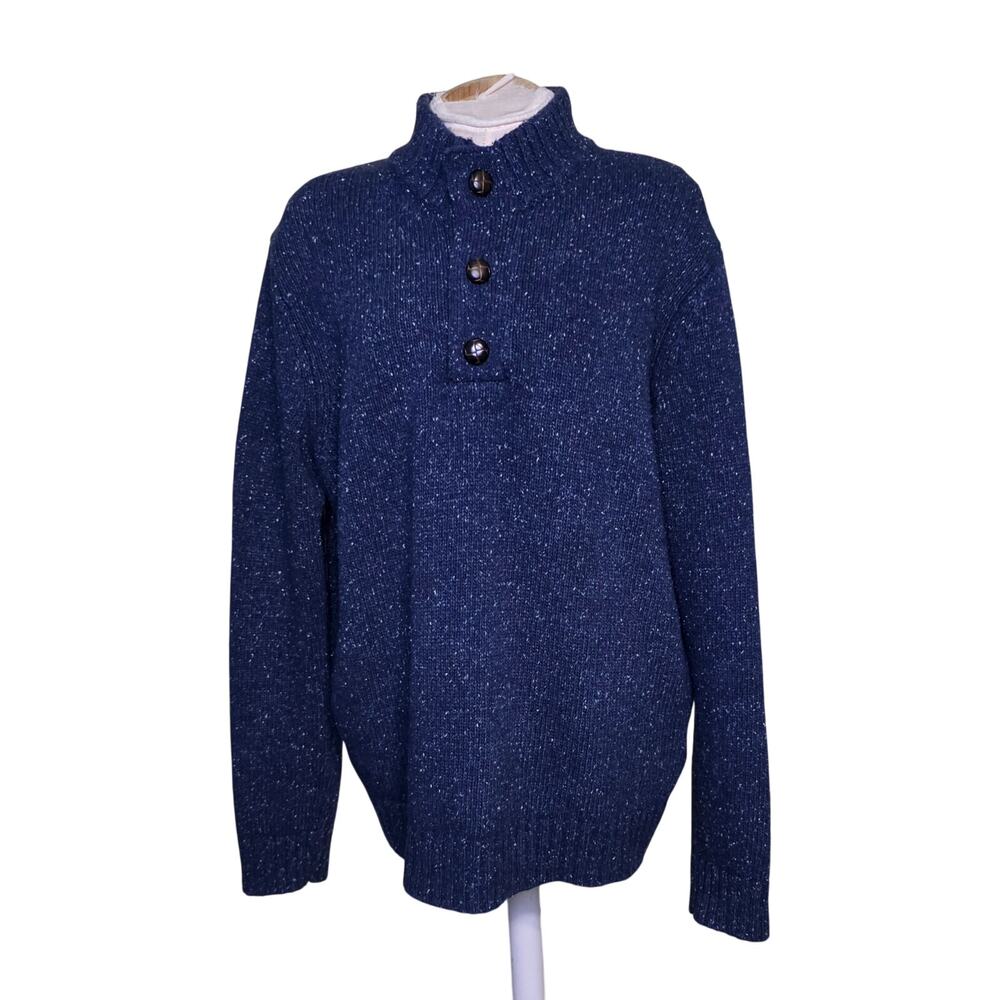 Untuckit Sweater Men Large Blue Wool Knit Pullover Lambswool Collared